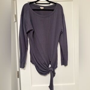 Hinge Lavender/blueish Tie-Front Long Sleeve Top